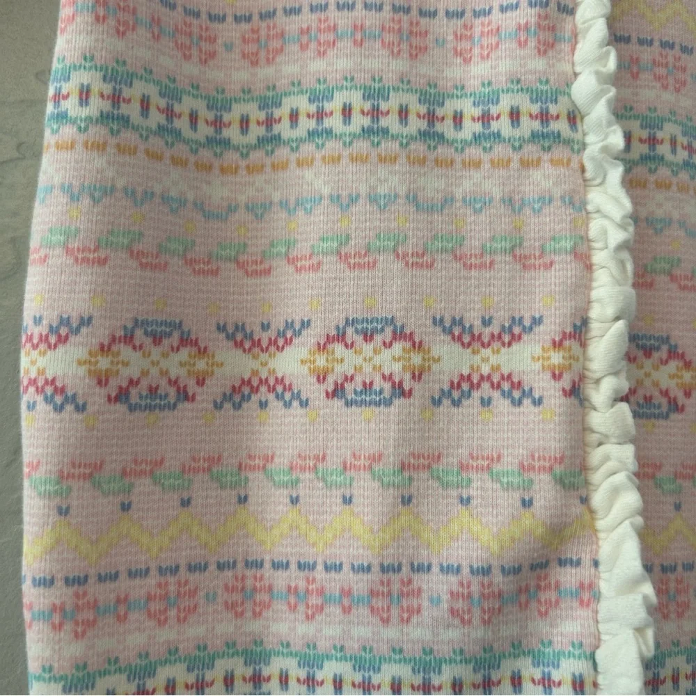 Ralph Lauren light pink fair isle print ruffled coverall size 6 months